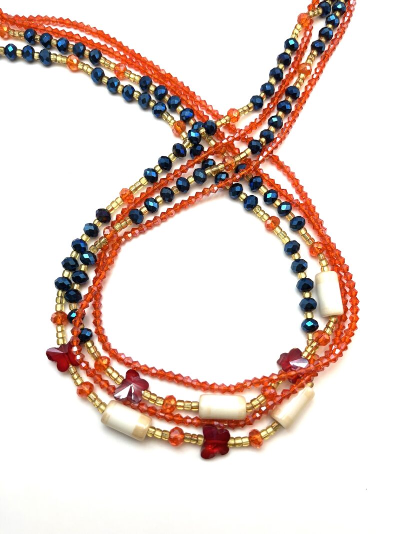 RED CRYSTAL HONEYCOMB WAISTBEADS